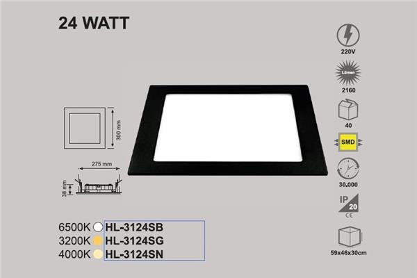 24 Watt Sıva Altı Kare Panel Siyah